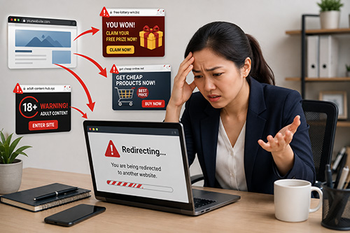 website redirecting to spam sites