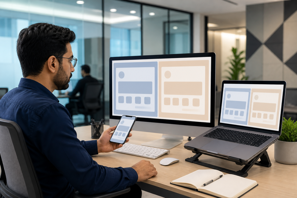 Developer testing a bilingual WordPress website
